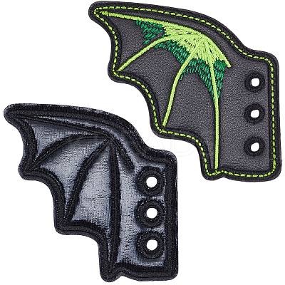 2 Pairs 2 Styles Halloween Imitation Leather Shoe Buckle for DIY Shoe Accessory AJEW-GF0011-82A-1