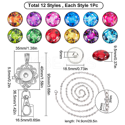 DIY Interchangeable Dome Office Lanyard ID Badge Holder Necklace Making Kit DIY-SC0022-04D-1
