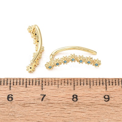 Brass Micro Pave Cubic Zirconia Stud Crawler Earrings KK-CBAA351-18G-02-1
