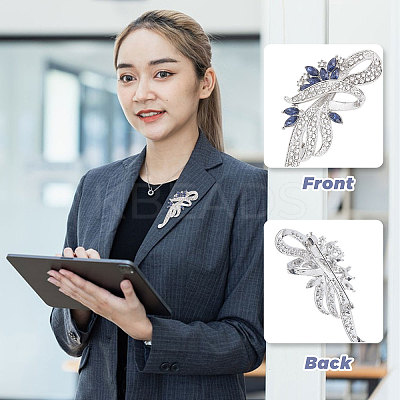 2Pcs 2 Colors Flower Alloy Rhinestone Scarf Buckle Clips for Women JEWB-FH0001-52-1