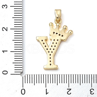 Rack Plating Brass Micro Pave Cubic Zirconia Pendants KK-D535-01Y-RS-1