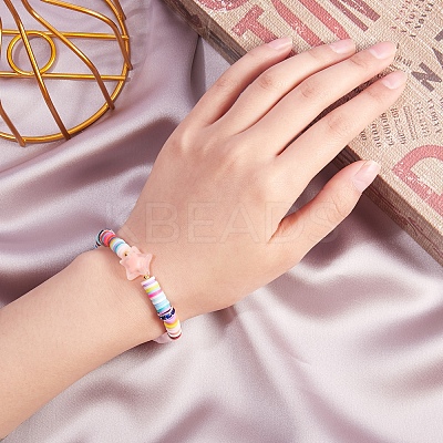 18 Strands 18 Colors Flat Round Handmade Polymer Clay Beads Strands CLAY-SZ0001-77-1