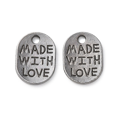 Tibetan Style Alloy Oval Charms TIBEP-Q035-08B-NR-1