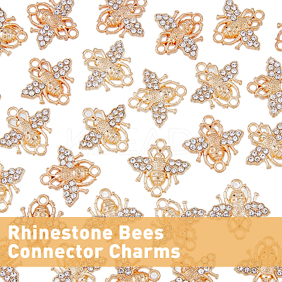 60Pcs Alloy Crystal Rhinestone Connector Charms ALRI-DC0001-01-1