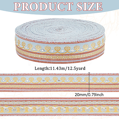 12.5 Yards Polyester Jacquard Flower Ribbon OCOR-FG0002-28B-1