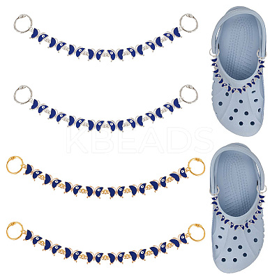 1 Set Alloy Enamel Butterfly with Evil Eye Link Shoe Decoration Chain FIND-NB0004-12-1
