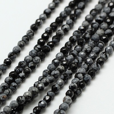 Natural Snowflake Obsidian Bead Strands G-A129-2mm-12-1