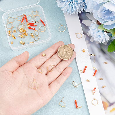 30Pcs 3 Style Brass Cricle Stud Earring Findings KK-AR0002-99-1