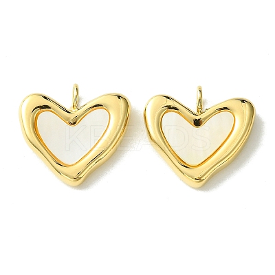 Ion Plating(IP) 304 Stainless Steel Pave Shell Heart Charms FIND-Z028-20G-1