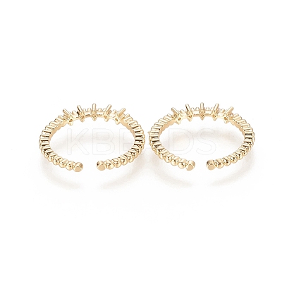 Brass Micro Pave Clear Cubic Zirconia Cuff Rings X-RJEW-F101-03G-1