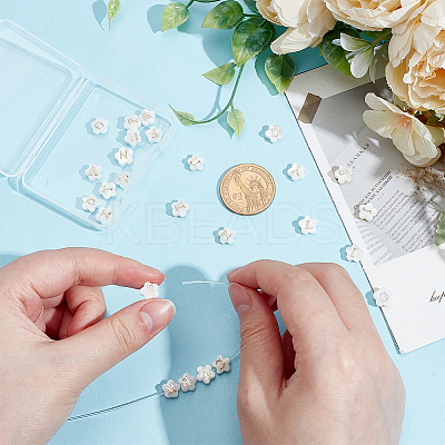26Pcs 26 Styles Natural White Shell Flower Beads BSHE-PH0001-60-1