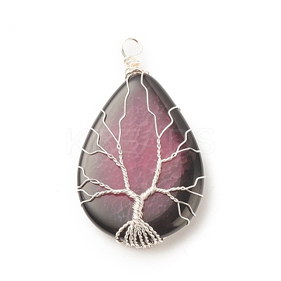 Natural Crackle Agate Pendants PALLOY-JF01526-02-1