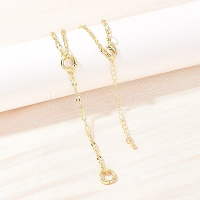 Brass Wavy Oval Link Chain Y Lariat Necklaces NJEW-H087-01G-1