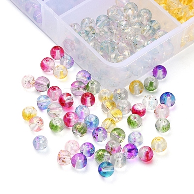 8 Colors Transparent Spray Painted Glass Beads GLAA-YW0001-46-1
