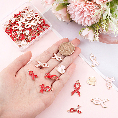 72Pcs 12 Style Light Gold Tone Zinc Alloy Enamel Pendants ENAM-PH0002-18-1
