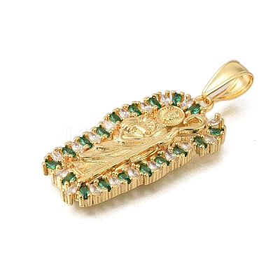 Rack Plating Brass Micro Pave Cubic Zirconia Pendants ZIRC-F142-17G-1