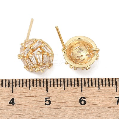 Brass Micro Pave Cubic Zirconia Stud Earring Findings LS-KK-Z094-12G-1