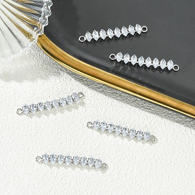 SHEGRACE Brass Pave Clear Cubic Zirconia Connector Charms XGRQ3P157-642P-1