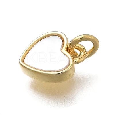 Brass & Natural Shell Heart Charms KK-D431-025B-01G-1