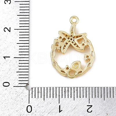 Summer Brass Micro Pave Clear Cubic Zirconia Sea Animal Connector Charms KK-C114-29B-G-1