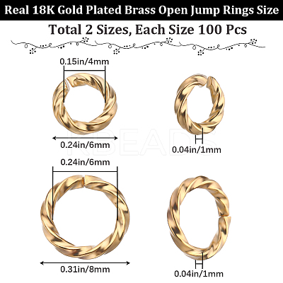 200Pcs 2 Styles Brass Open Jump Rings for Chainmaille Weaves KK-CN0002-52-1