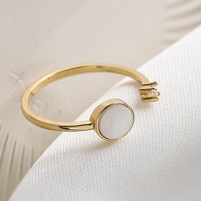 Brass Micro Pave Cubic Zirconia Open Cuff Rings for Women RJEW-K308-02A-G-1