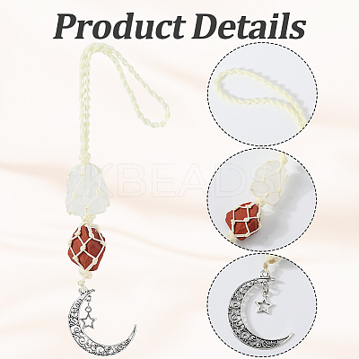 Nuggets Natural Quartz Crystal & Red Jasper Pouch Pendant Decorations HJEW-WH20002-03D-1