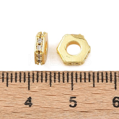 Brass Micro Pave Clear Cubic Zirconia European Beads KK-C142-11B-G-1