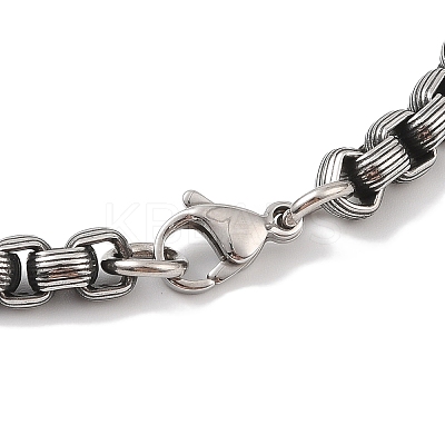 304 Stainless Steel Box Chain Bracelets for Men BJEW-B096-33A-AS-1