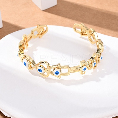 Brass Cuff Bangles for Women BJEW-C140-34G-1