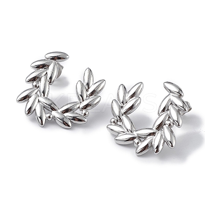 Non-Tarnish 304 Stainless Steel Olive Branch Wreath Stud Earrings for Women EJEW-I284-02P-1