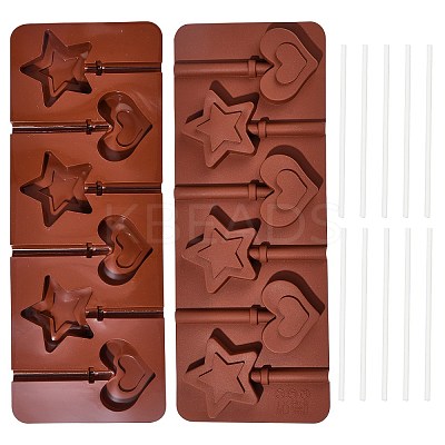 2Pcs Heart & Star DIY Food Grade Silicone Molds SIL-CJ0002-17-1