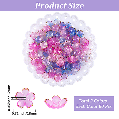 180Pcs 2 Colors Acrylic Bead Caps OACR-PA0001-37E-1