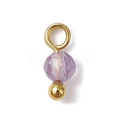 7Pcs 7 Styles Natural Red Jasper & Tiger Eye & Rose Quartz & Green Aventurine & Magnesite & Lapis Lazuli & Amethyst Faceted Round Charms PALLOY-JF03452-1