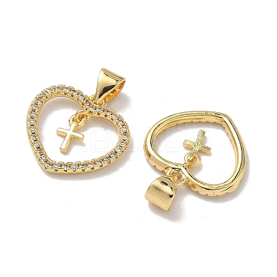 Brass Micro Pave Cubic Zirconia Pendants KK-Z143-09G-02-1
