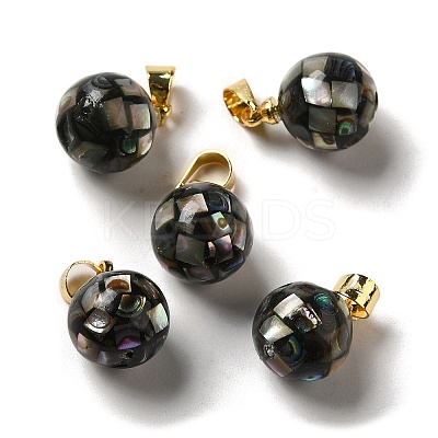 Natural Paua Shell Dyed Round Charms SSHEL-H071-01G-05-1
