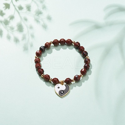 Natural Brecciated Jasper Stretch Bracelet BJEW-JB08525-02-1