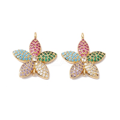 Rack Plating Brass Micro Pave Colorful Cubic Zirconia Pendants ZIRC-C040-26G-1