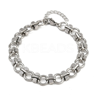 304 Stainless Steel Link Chain Bracelets BJEW-H207-01A-P-1