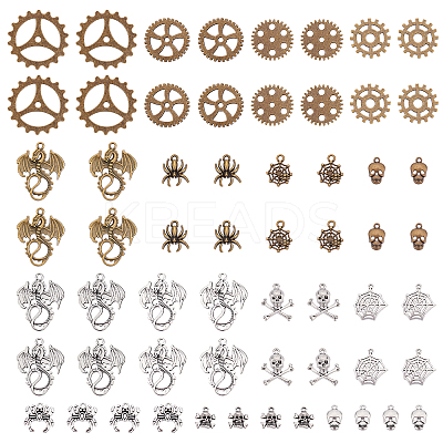 60Pcs 15 Style Tibetan Style Alloy Pendants TIBE-PH0002-09-1
