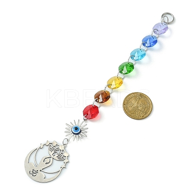 201 Stainless Steel Yoga with Lotus Pendant Decorations HJEW-JM01100-1