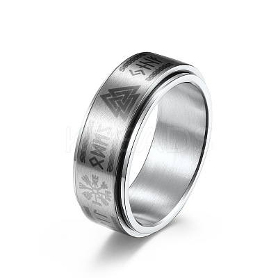 Viking Word 304 Stainless Steel Rotatable Finger Rings for Men FS-WGA52A7-04-1