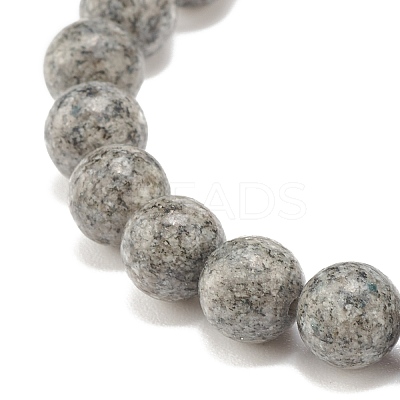 Natural Sesame Jasper/Kiwi Jasper Round Beaded Stretch Bracelet BJEW-JB07873-02-1
