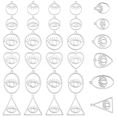 24Pcs 6 Style 201 Stainless Steel Pendants FIND-AR0002-03-1