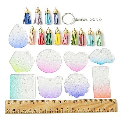 DIY Acrylic Disc Tassel Keychain Making Kits DIY-FS0006-01C-1