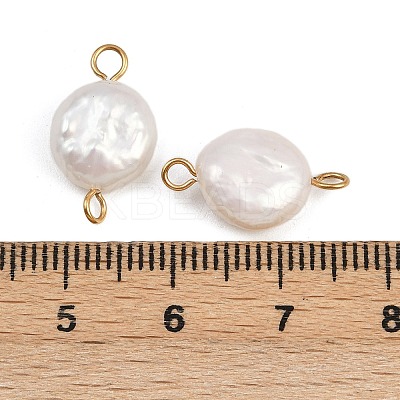 Natural Freshwater Pearl Keshi Pearl Flat Round Connector Charms STAS-D378-19G-1