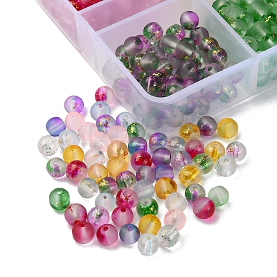 560Pcs 8 Colors Frosted Spray Painted Glass Beads Strands GLAA-YW0001-39-1