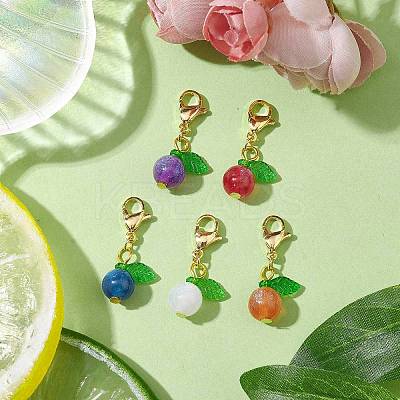 Round Resin Imitation Cat Eye Pendant Decortion HJEW-JM01986-01-1