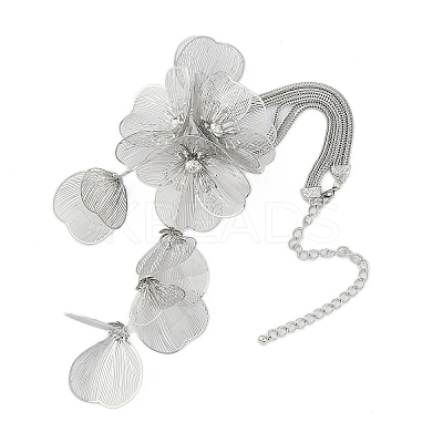 Flower Alloy Rhinestone Pendant Necklaces for Women NJEW-Z043-02P-1