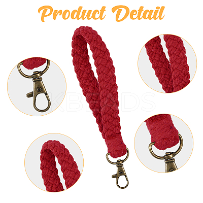6Pcs 6 Colors Cotton Braided Wristlet Straps KEYC-GL0001-14-1
